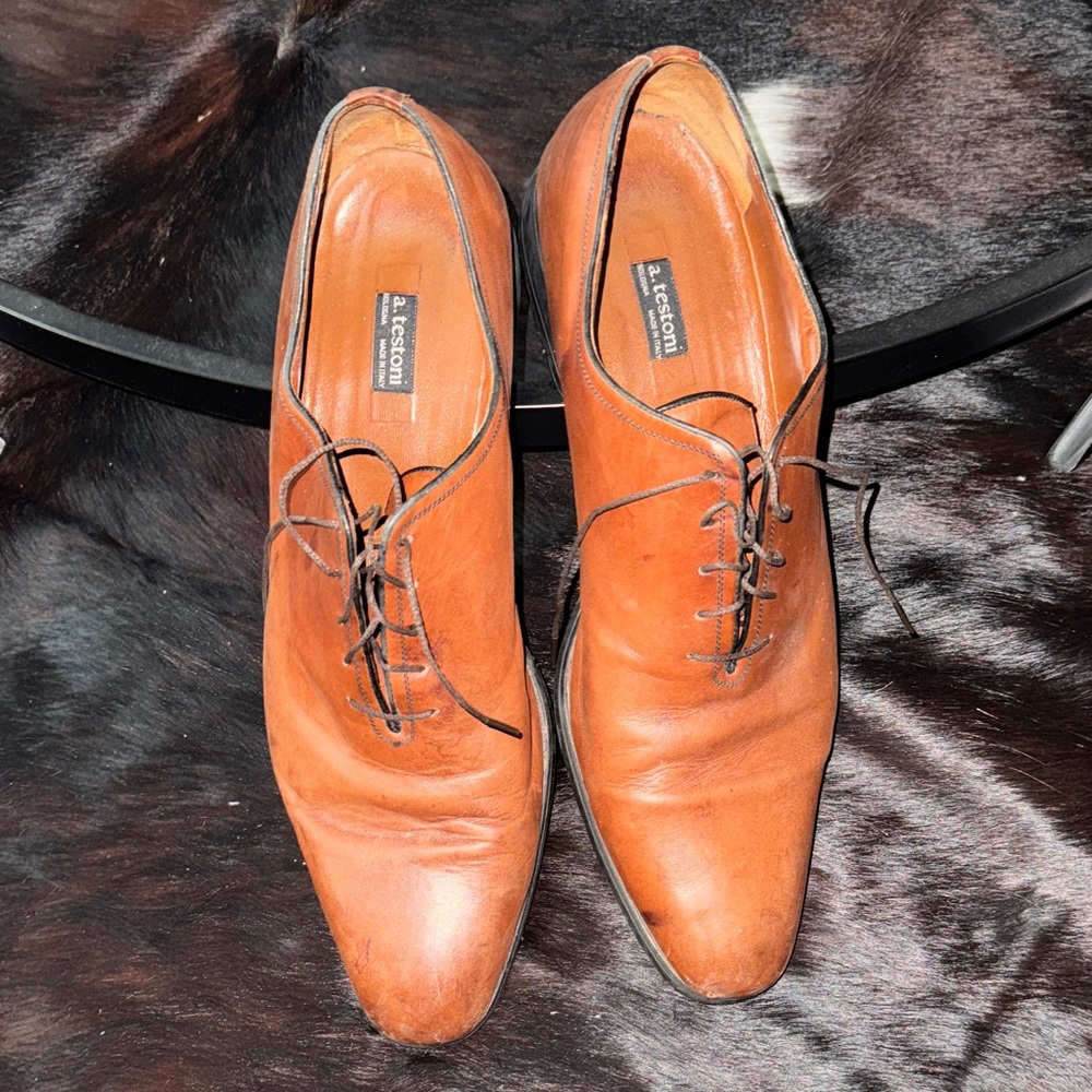 a. testoni Brown Leather Men's Derbys